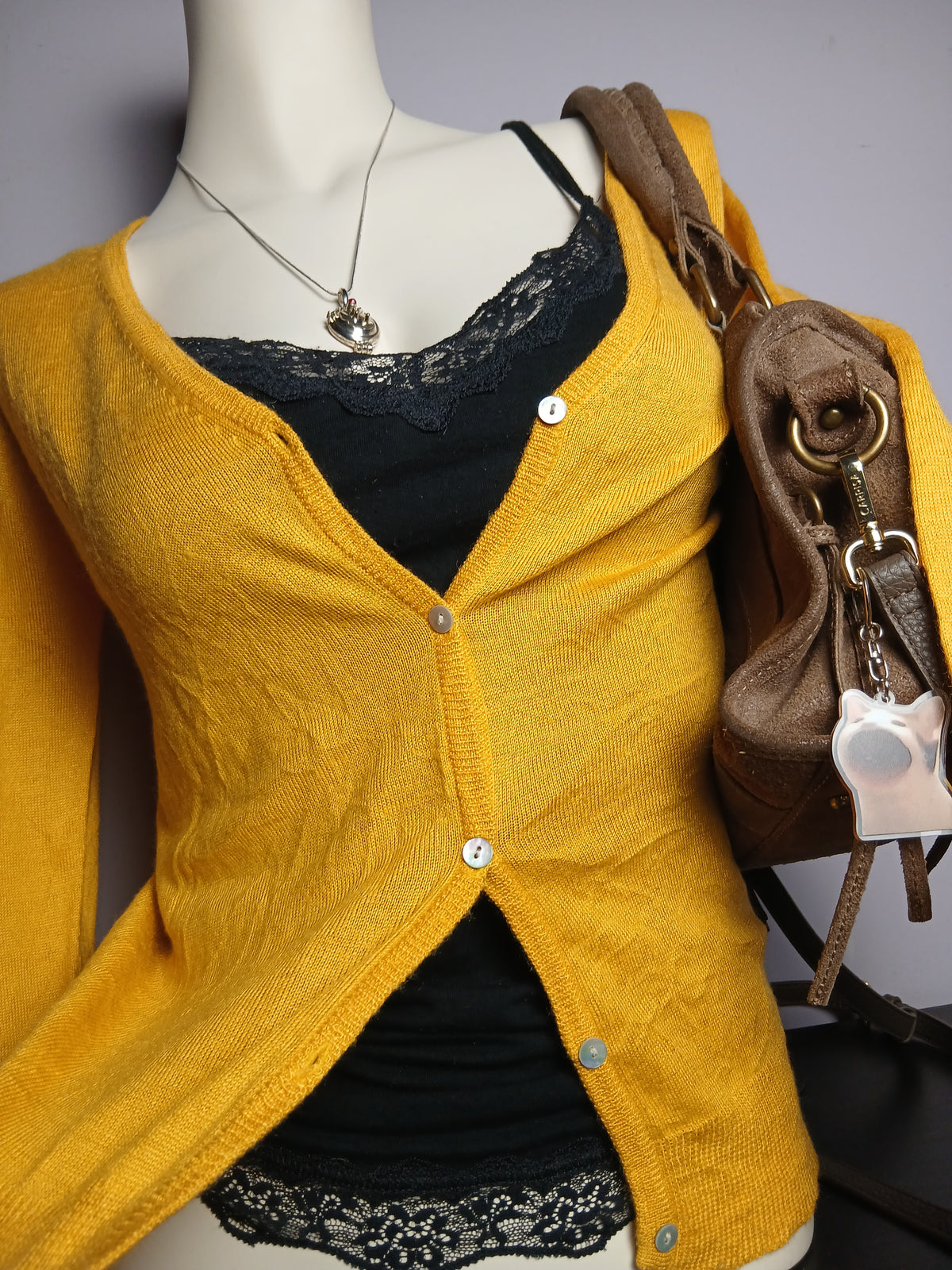 Yellow V-neck cardigan