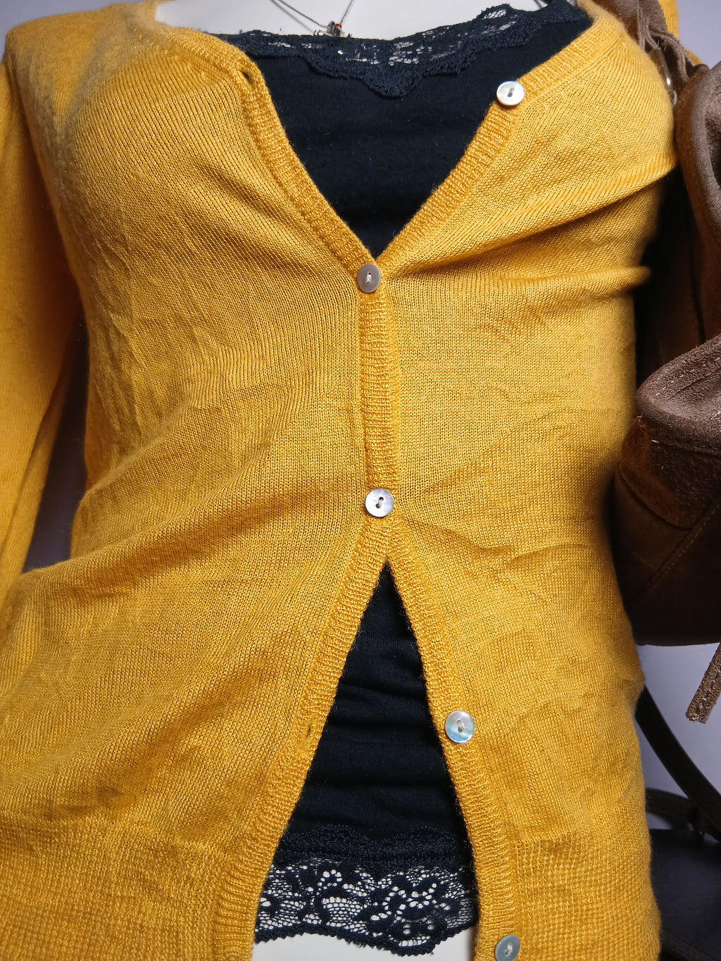Yellow V-neck cardigan