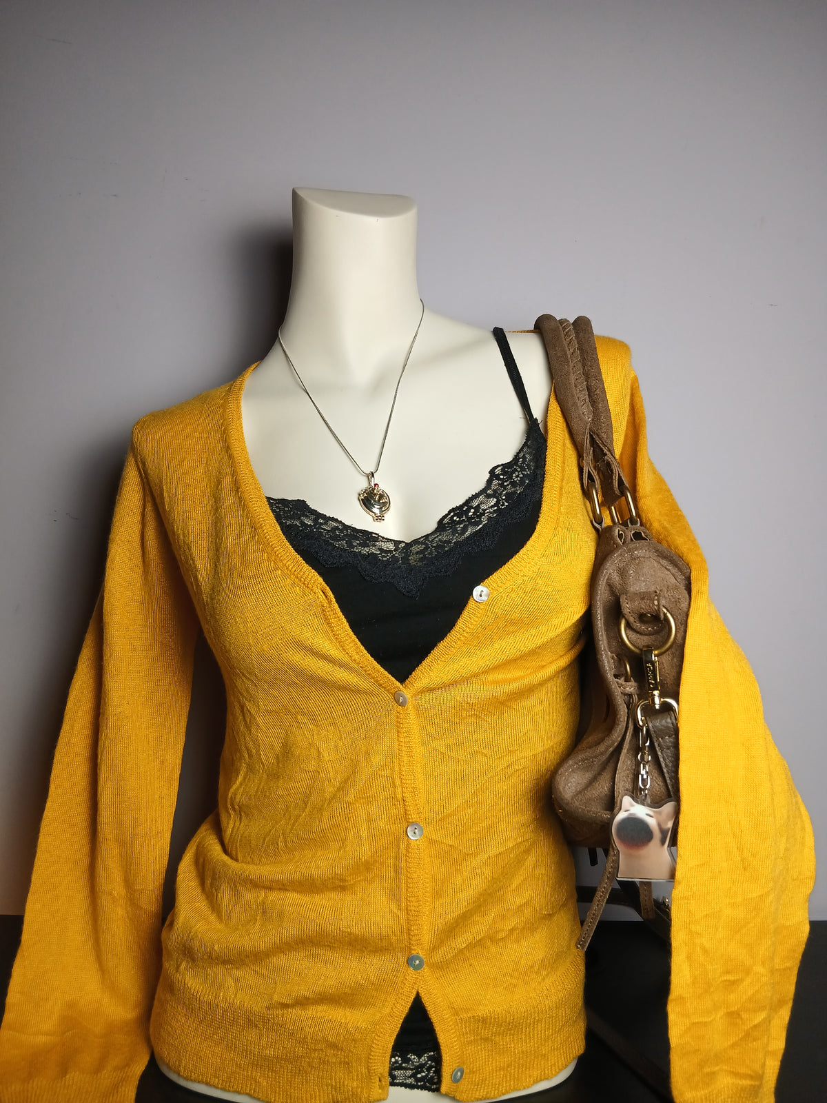 Yellow V-neck cardigan